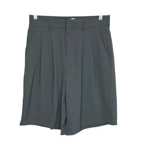 Tarse Activewear Pleated Shorts High Rise Gray Pleated High-Waist Small New